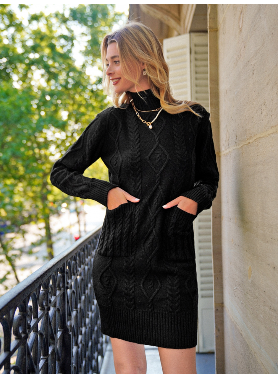 Loren Yünlü Motifli Midi Boy Triko Elbise