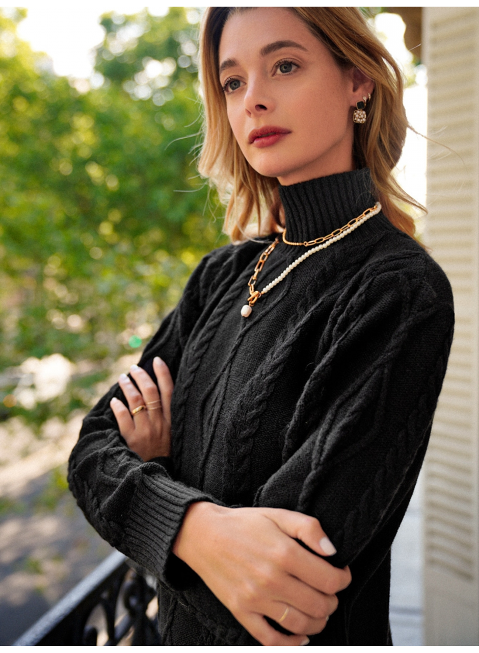 Loren Yünlü Motifli Midi Boy Triko Elbise