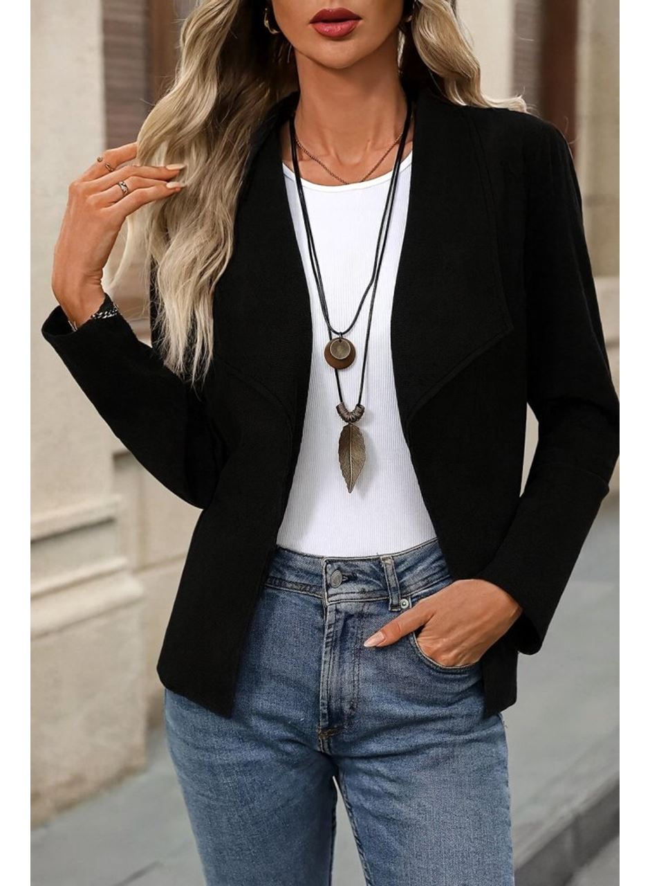 Kadın Uzun Kollu önü Açık Yakalı Süet Ceket