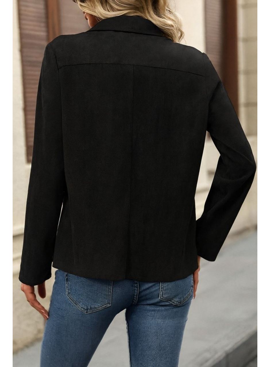 Kadın Uzun Kollu önü Açık Yakalı Süet Ceket
