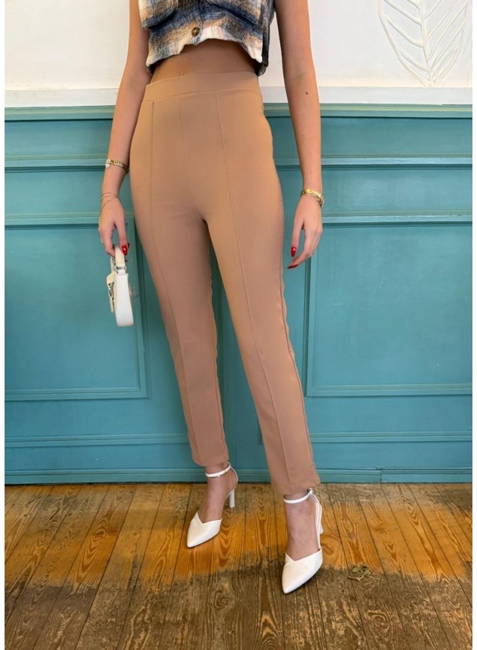 Kadın Yüksek Bel Ithal Krep Pantolon