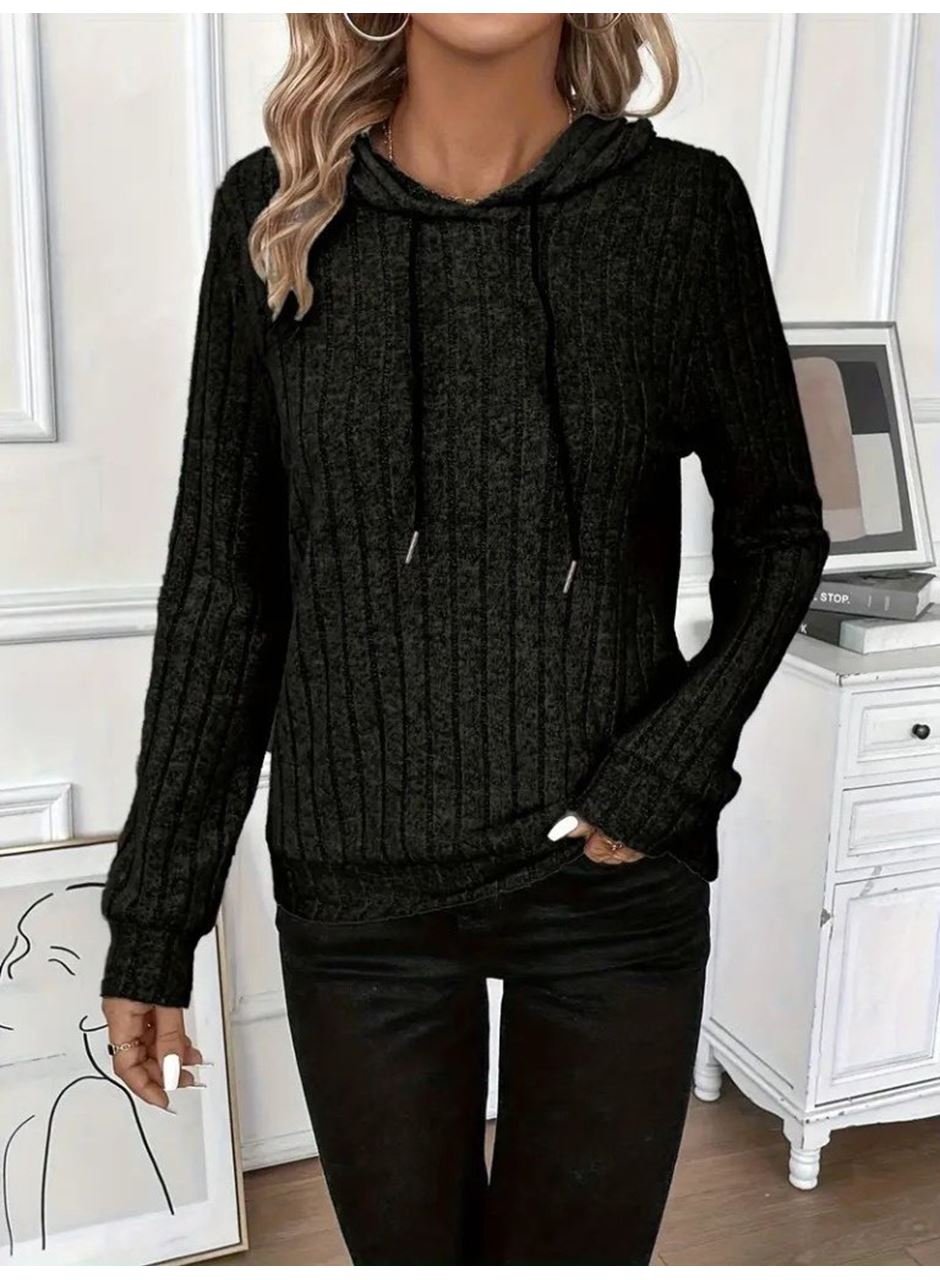 Kadın Uzun Kollu Kapşonlu Bağcıklı şardonlu Kaşkorse Bluz