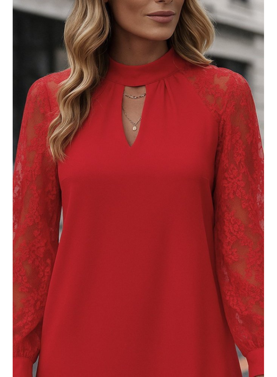 Kadın Uzun Kollu Damla Detaylı Sandy Mini Elbise