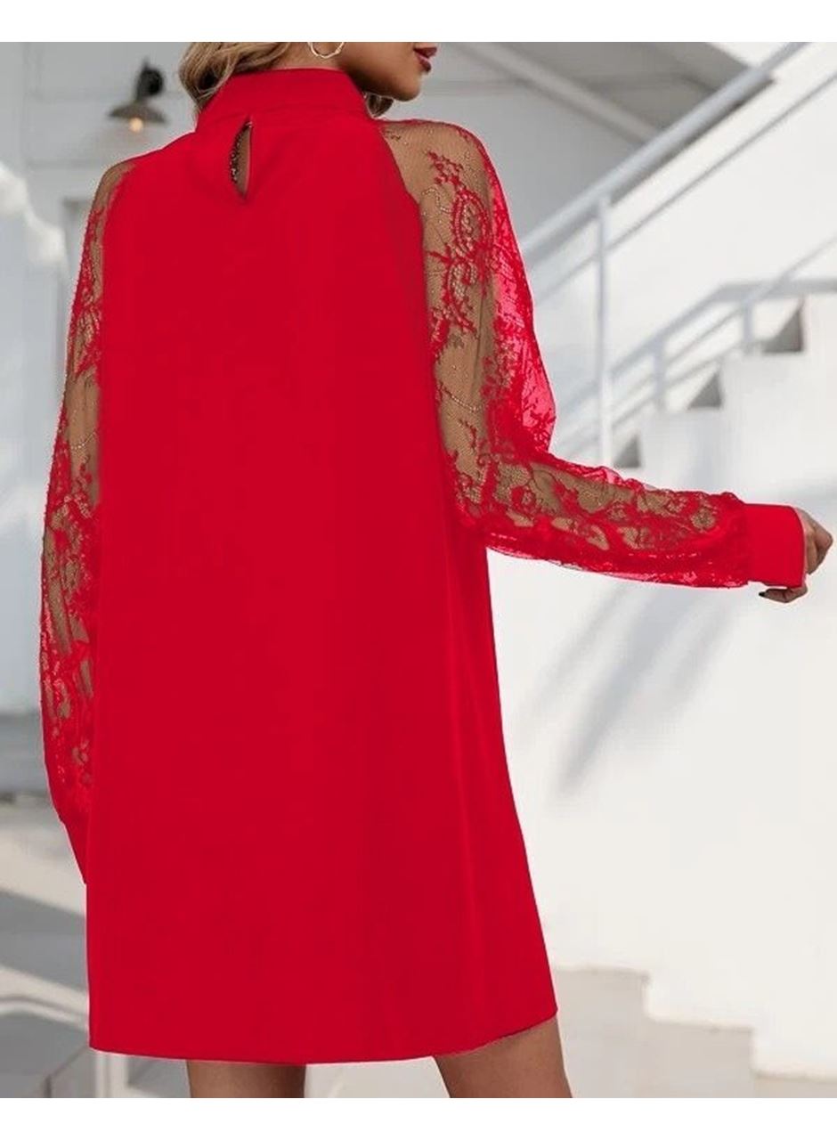 Kadın Uzun Kollu Damla Detaylı Sandy Mini Elbise