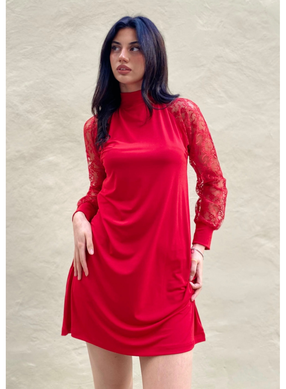 Kadın Uzun Kollu Damla Detaylı Sandy Mini Elbise