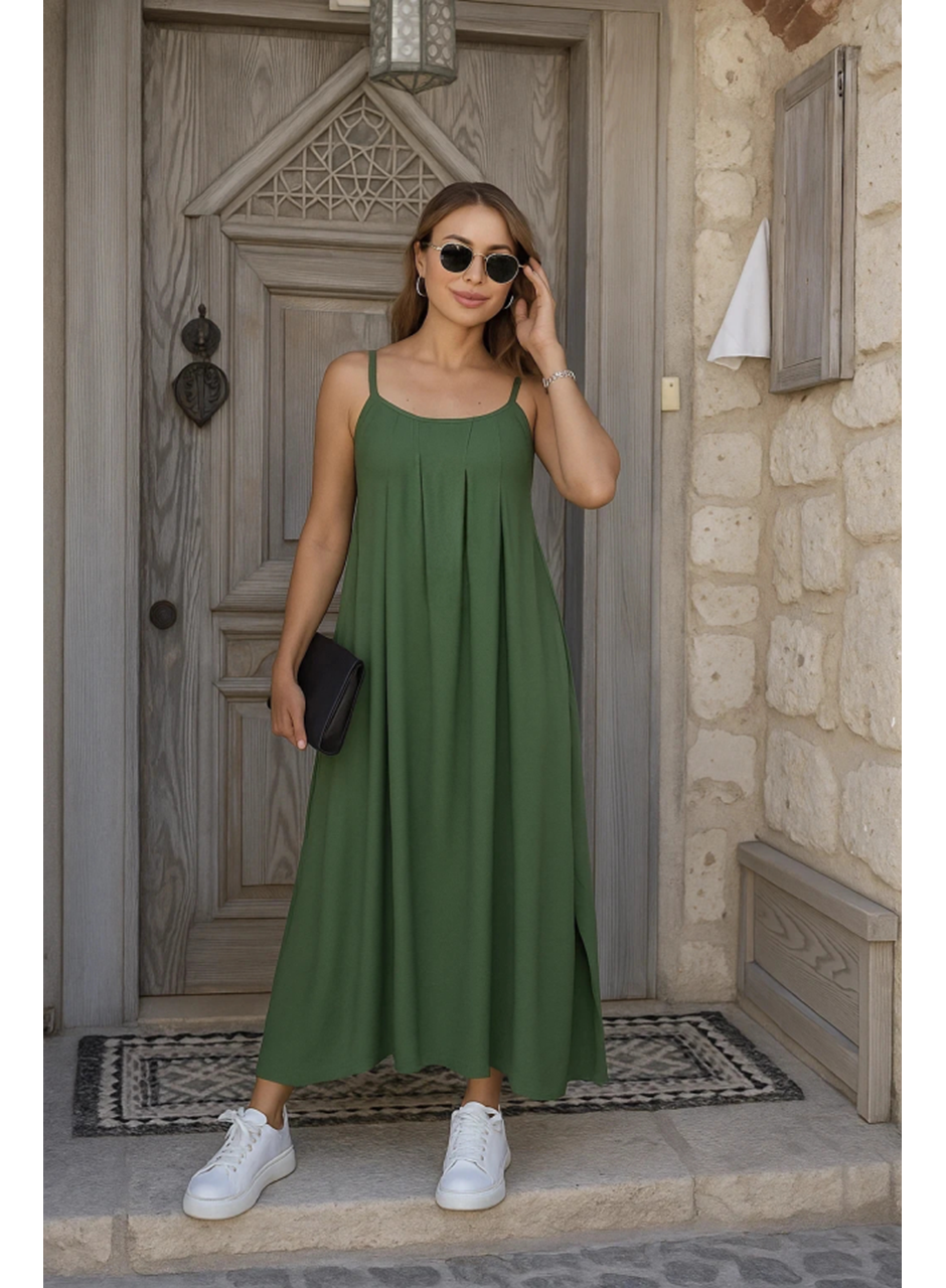 Kadın Ip Askılı V Yakalı Asimetrik Detaylı Aerobin Elbise