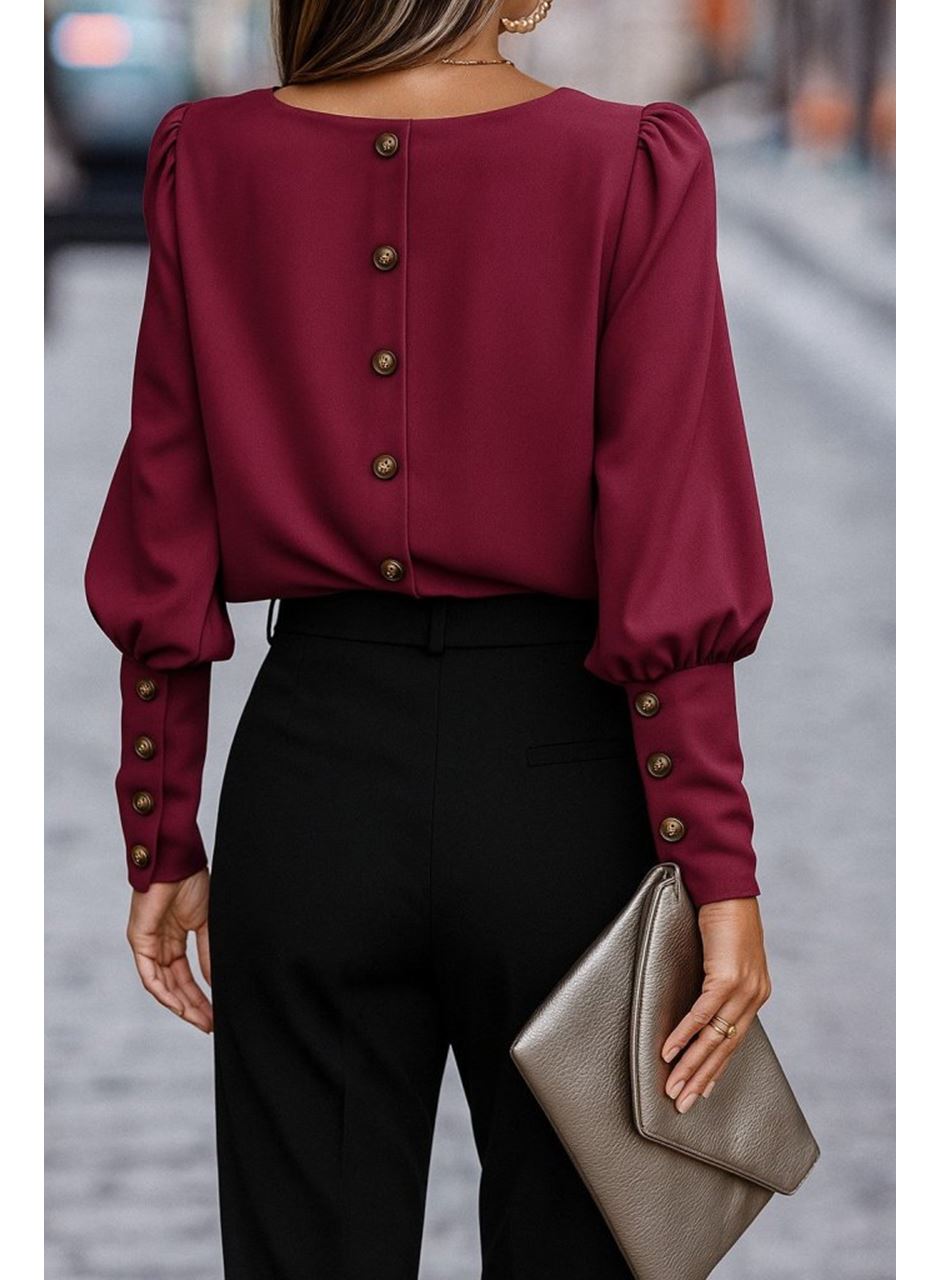 Kadın Uzun Kollu Yuvarlak Yakalı Düğmeli Ithal Krep Bluz