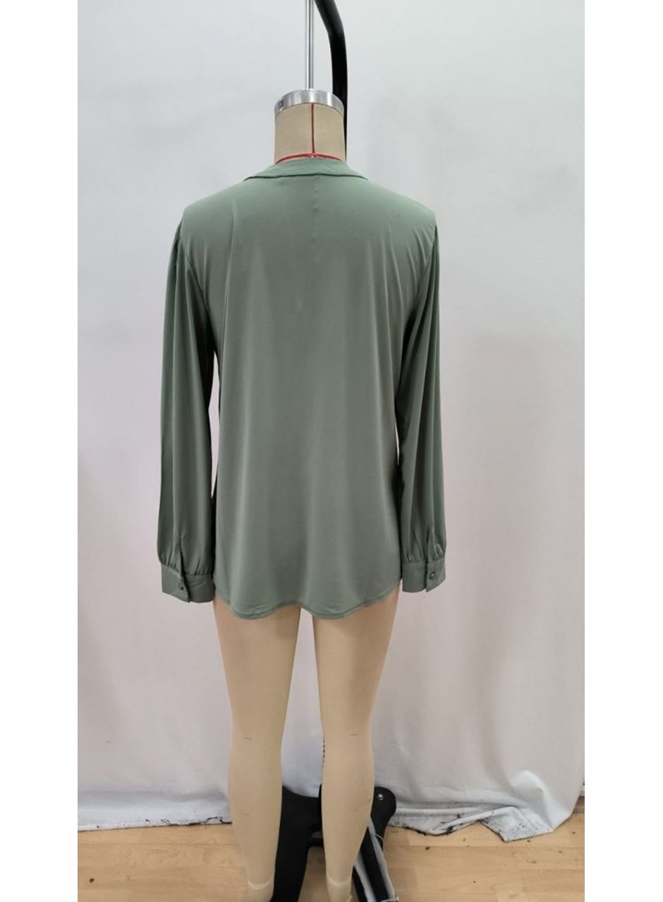 Kadın Uzun Kollu Yakalı Yakadan Bağcıklı Düğmeli Sandy Bluz