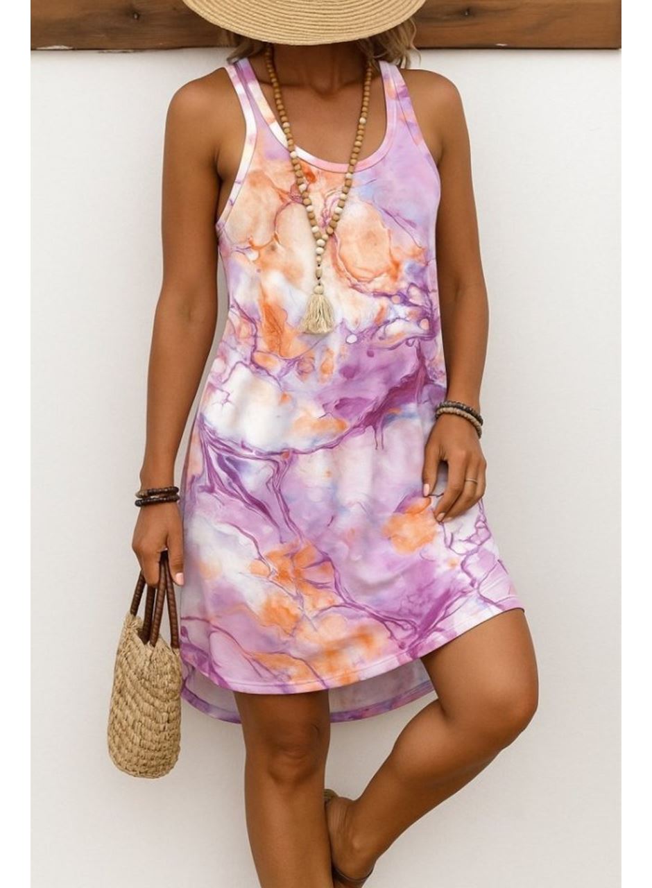 Kadın Askılı Sporcu Yaka Baskılı Süprem Elbise