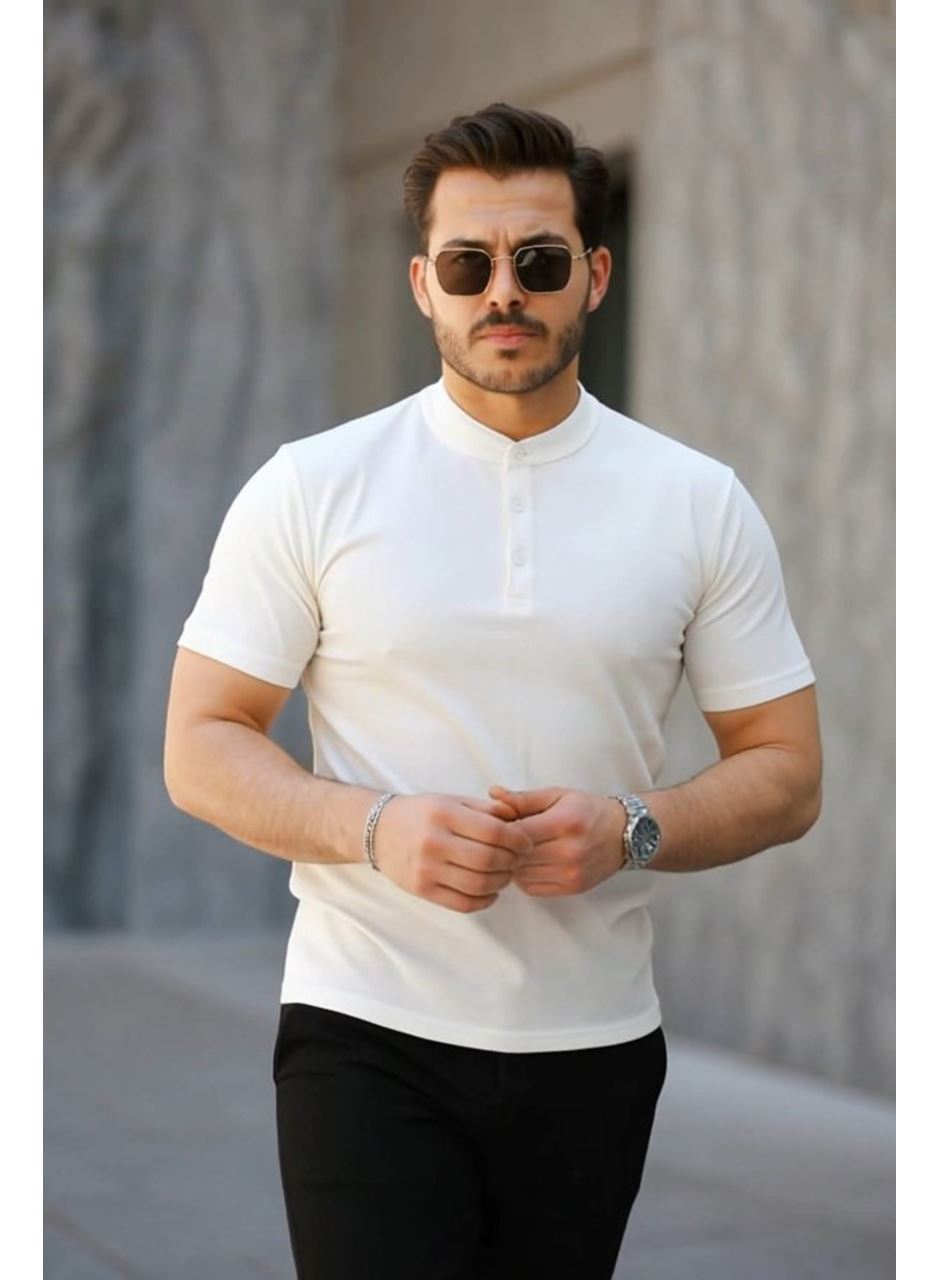 Erkek Kısa Kollu Hakim Yaka önü Düğmeli Viskon Tişört