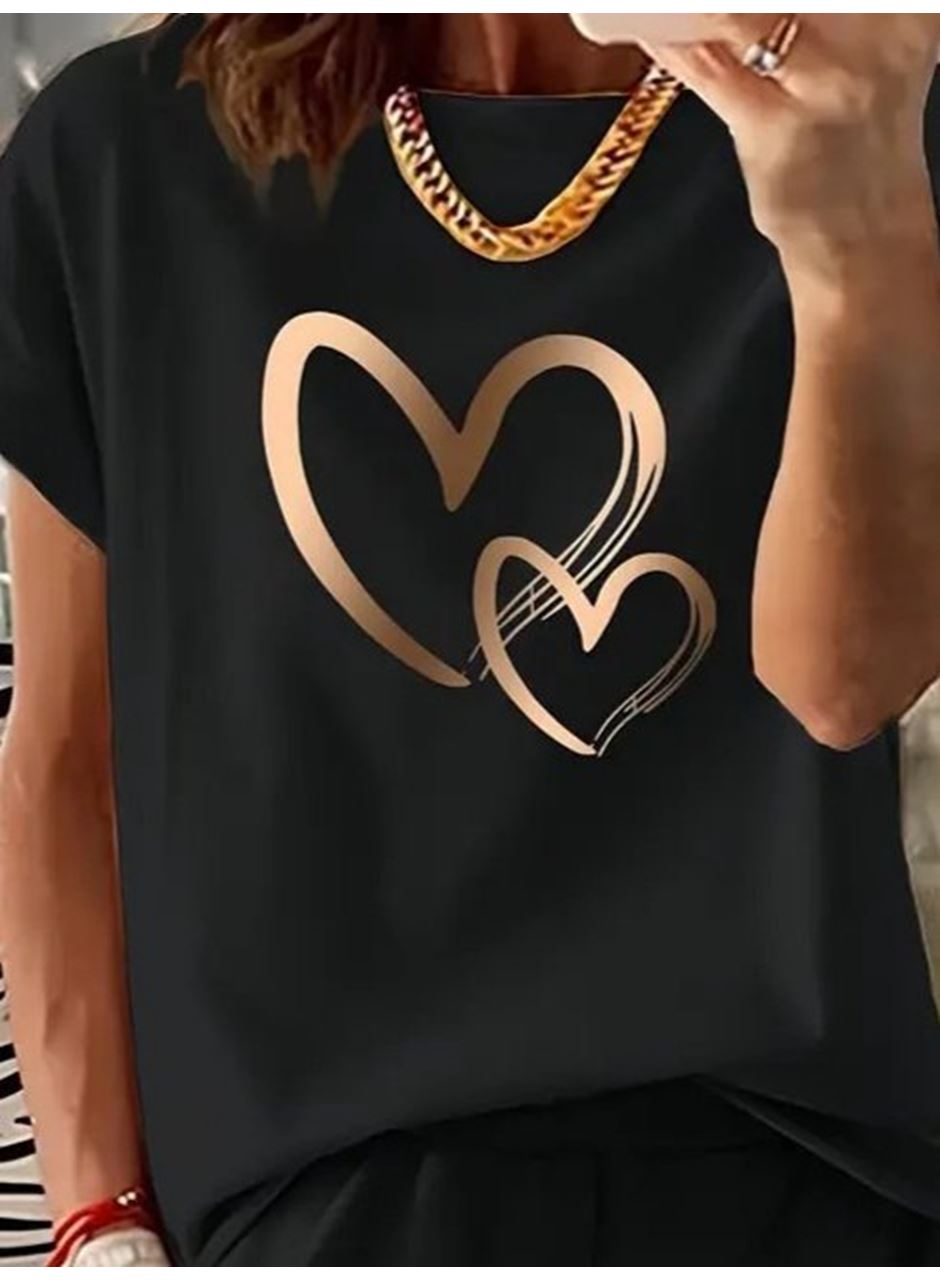 Kadın Kısa Kollu Bisiklet Yaka Viskon Iki Iplik Bluz Ve Short Ikili Takım