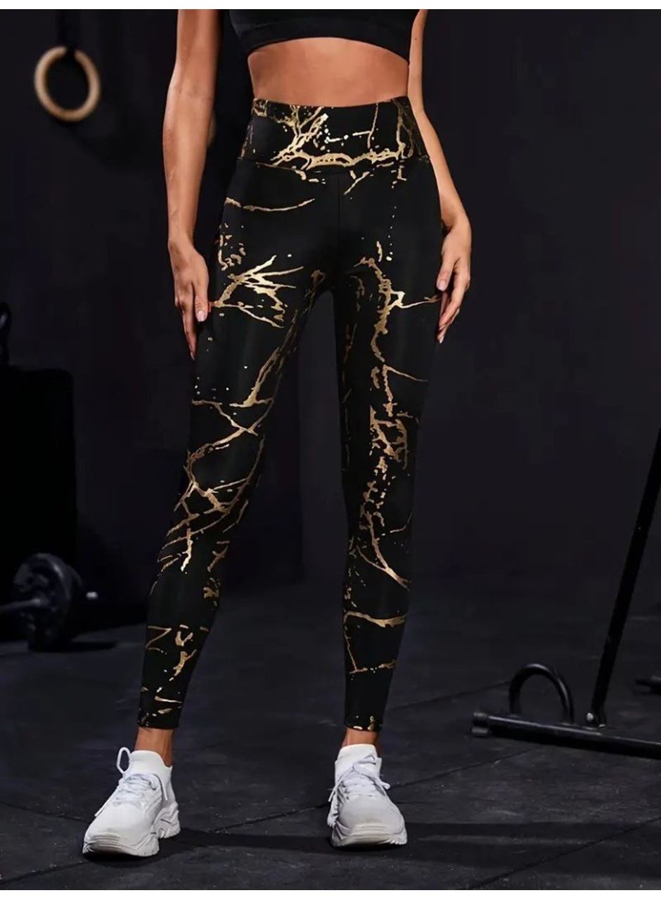 Kadın Yüksek Bel Desenli Spor Tayt