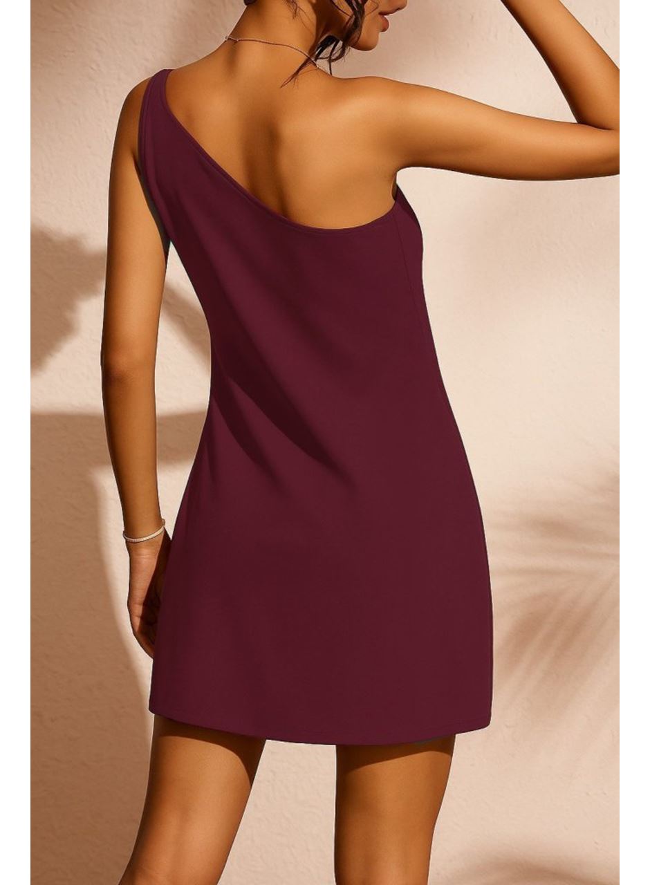 Kadın Tek Omuz Askılı Krep Mini Elbise