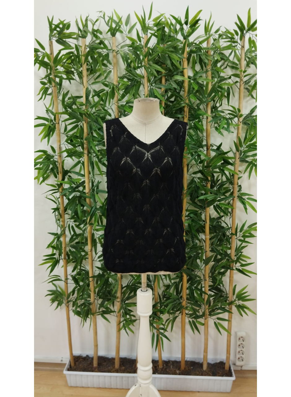 Kadın Askılı Yakalı Desenli Triko Bluz