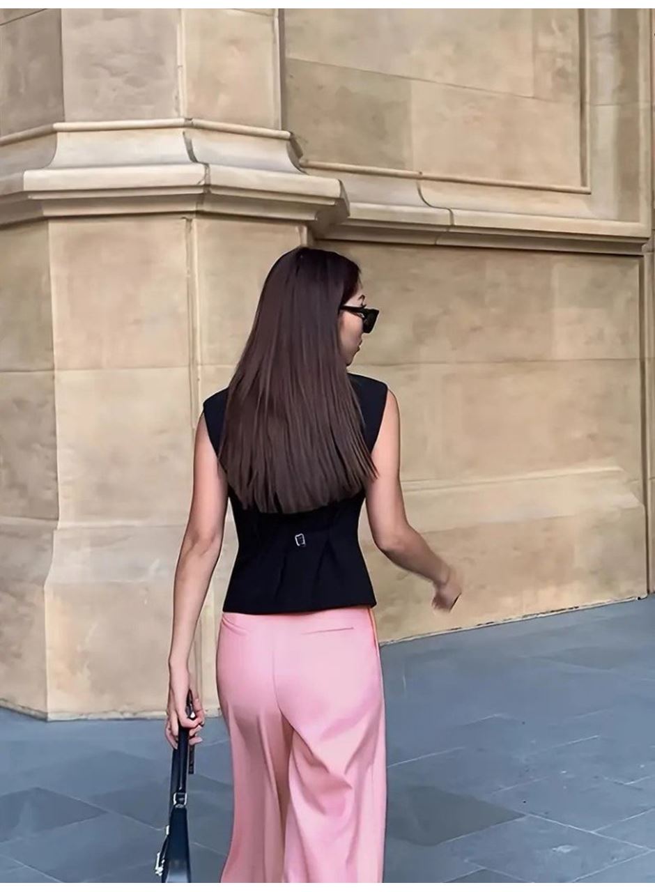 Kadın Sıfır Kollu önden Düğmeli Atlas Yelek