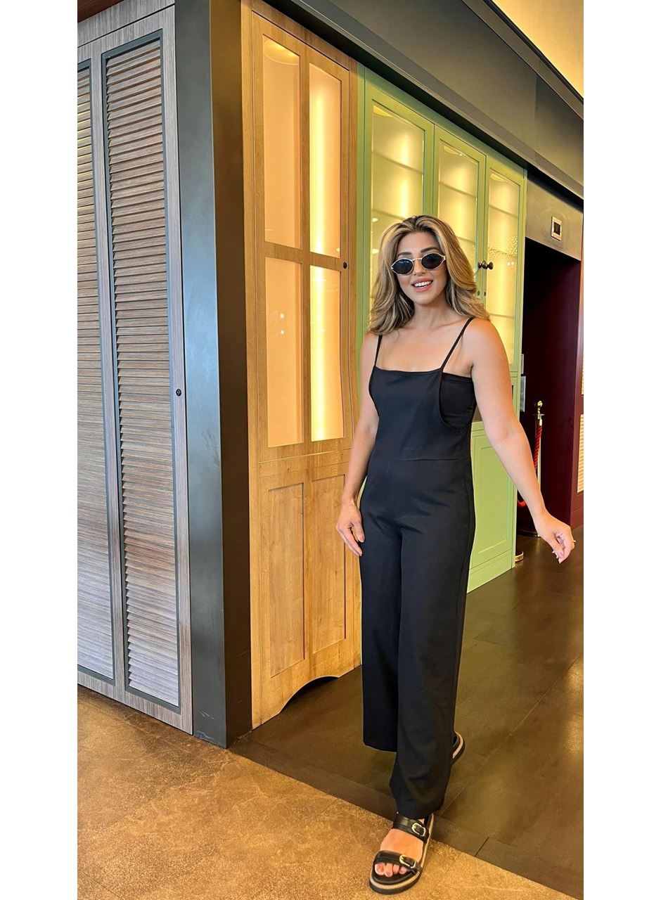 Kadın Askılı Yandan Fermuarlı Geniş Paçalı Valencia Tulum