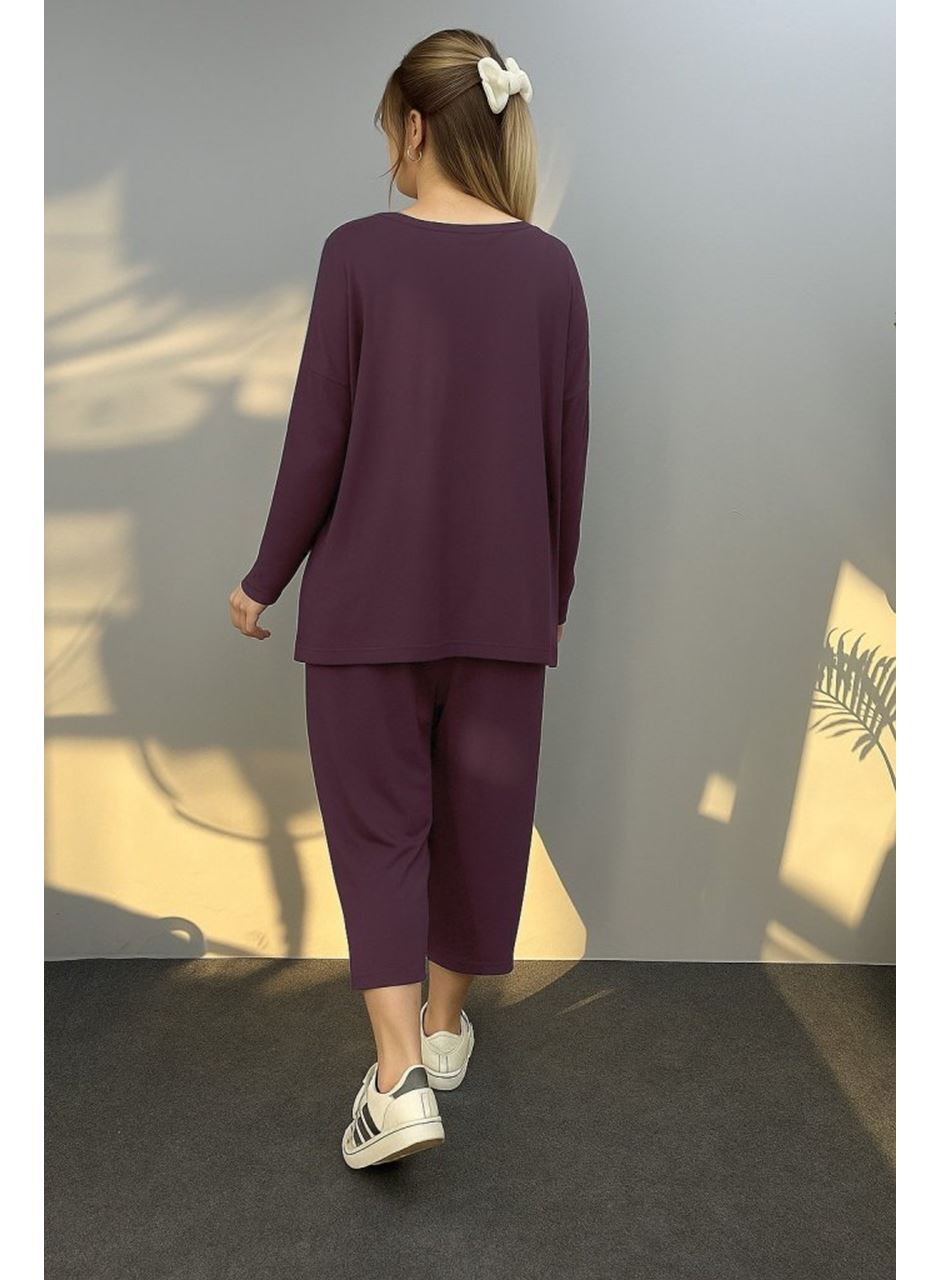 Kadın Uzun Kollu Arma Detaylı Iki Iplik Viskon Ikili Takım