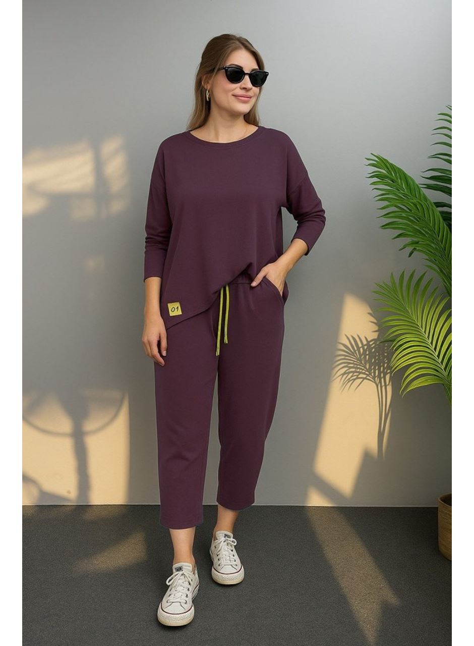 Kadın Uzun Kollu Arma Detaylı Iki Iplik Viskon Ikili Takım