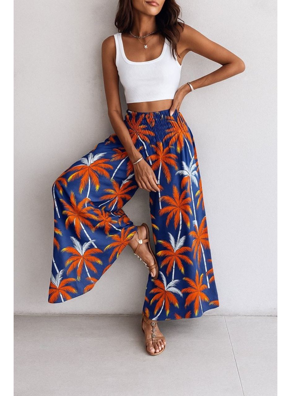 Kadın Yüksek Bel Lastikli Desenli Süprem Pantolon