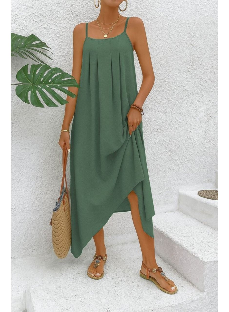 Kadın Ip Askılı V Yakalı Asimetrik Detaylı Aerobin Elbise