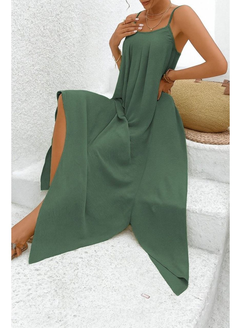 Kadın Ip Askılı V Yakalı Asimetrik Detaylı Aerobin Elbise