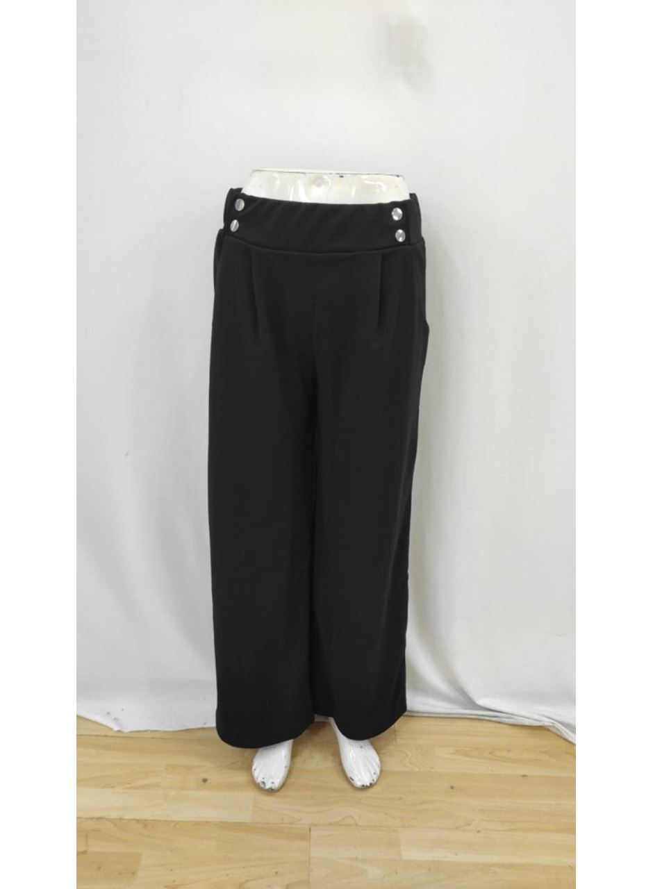 Kadın Beli Lastikli Düğmeli Ithal Krep Pantolon