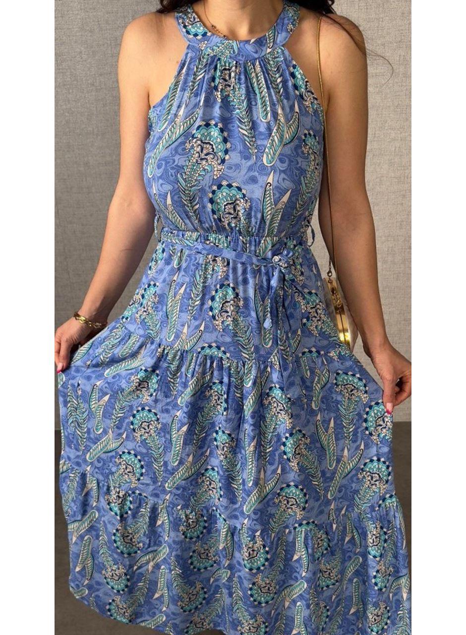 Kadın Omuzlardan Açık Boyundan Geçmeli Desenli Süprem Bluz