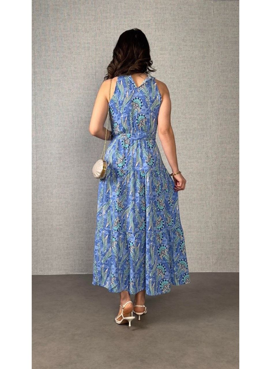 Kadın Omuzlardan Açık Boyundan Geçmeli Desenli Süprem Bluz