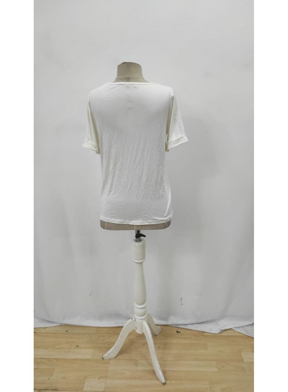 Kadın Kısa Kollu V Yakalı şerit Detaylı Viskon Bluz