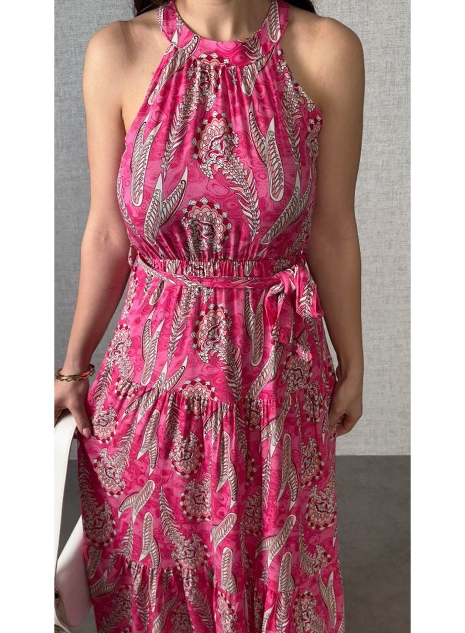 Kadın Omuzlardan Açık Boyundan Geçmeli Desenli Süprem Bluz