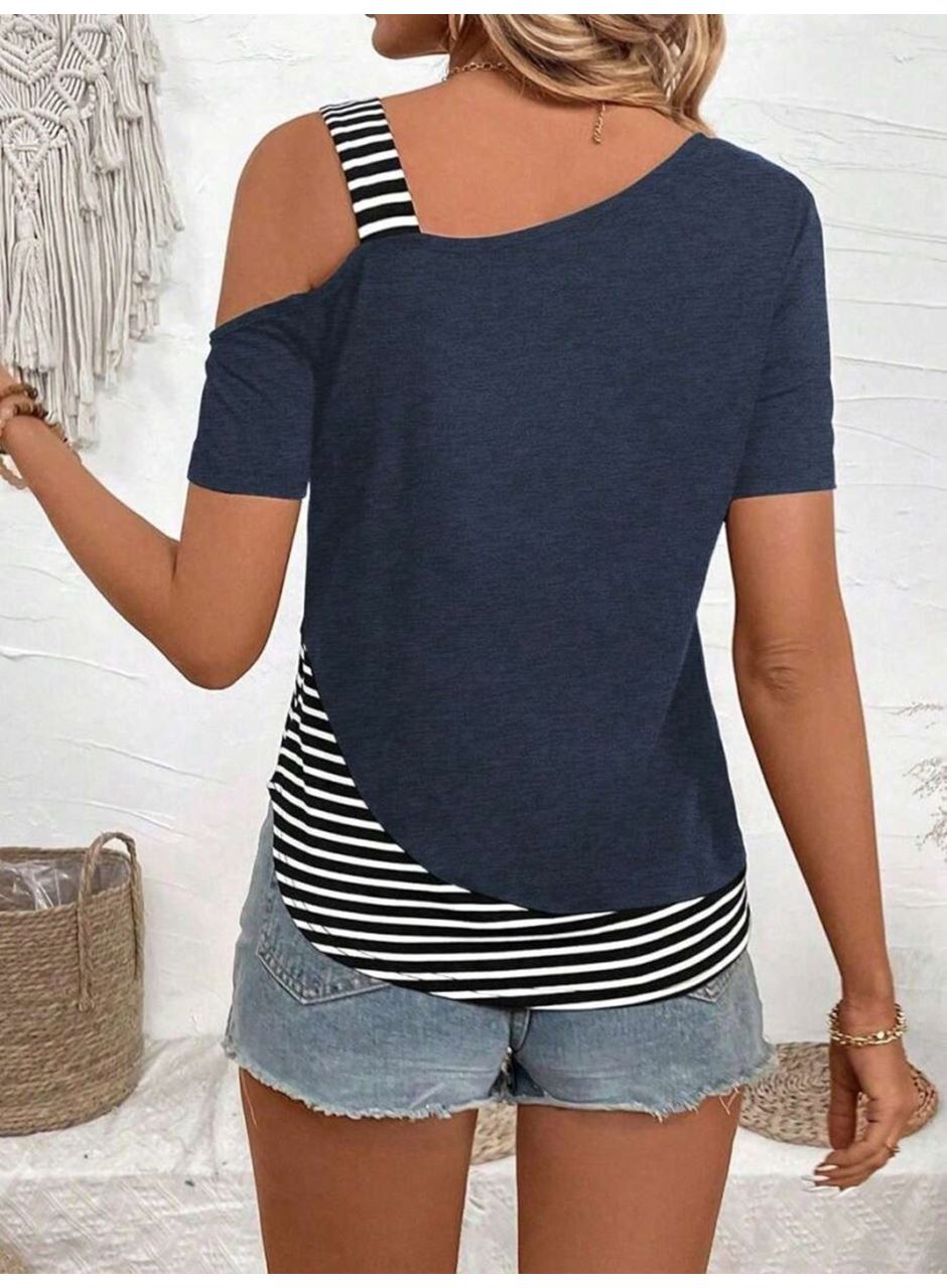 Kadın Kısa Kollu Omuzdan Askılı Viskon Bluz