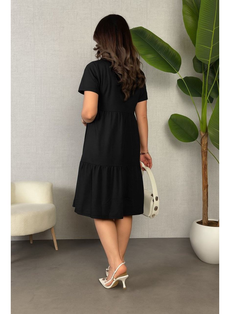 Kadın Kısa Kollu V Yakalı Viskon Elbise