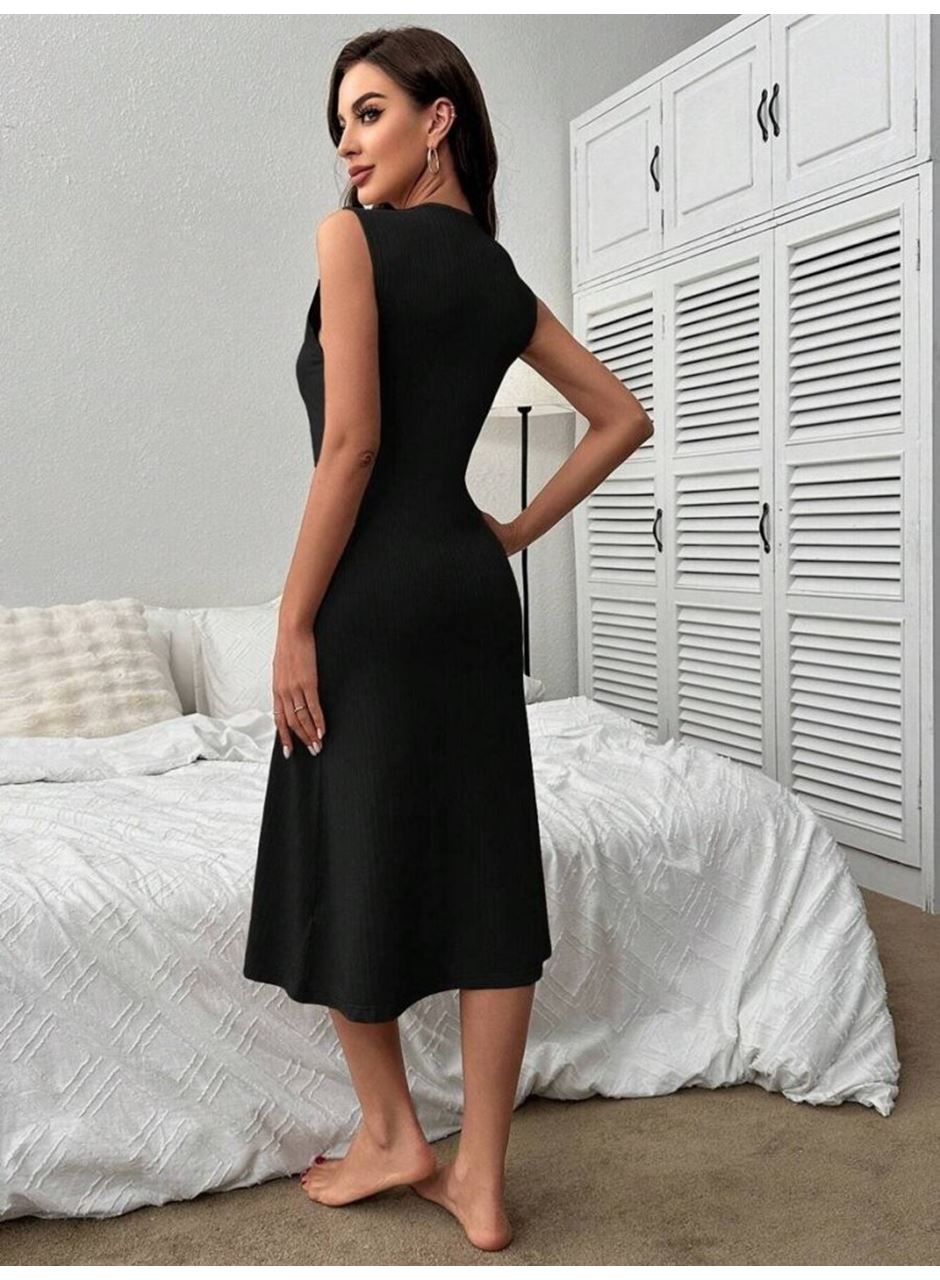 Kadın V Yakalı önden Düğmeli Kaşkorse Elbise