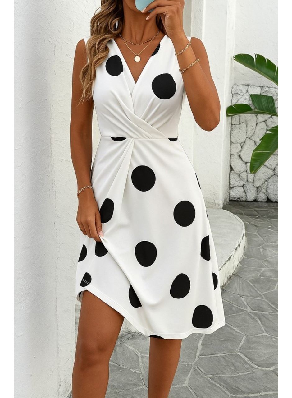 Kadın Sıfır Kollu önden çapraz Detaylı Leopar Desenli Süprem Elbise