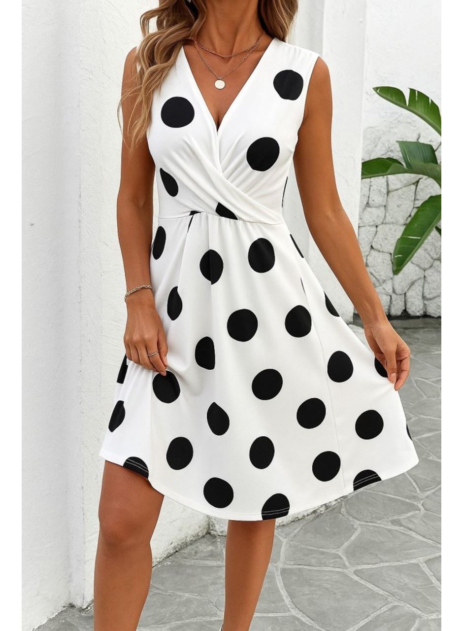 Kadın Sıfır Kollu önden çapraz Detaylı Leopar Desenli Süprem Elbise