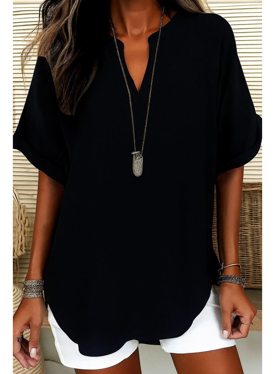 Kadın Kısa Kollu V Yakalı Aerobin Bluz