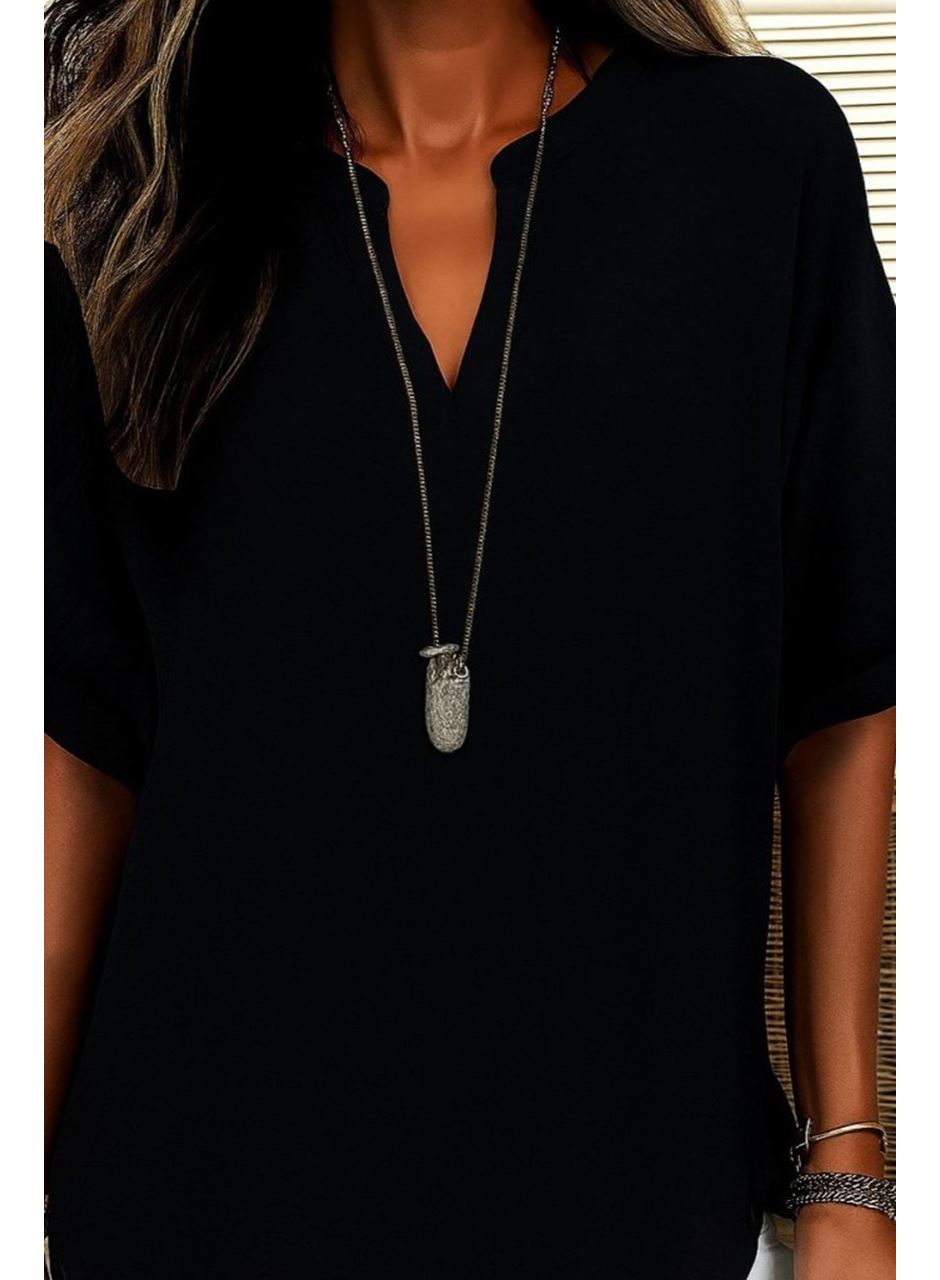 Kadın Kısa Kollu V Yakalı Aerobin Bluz