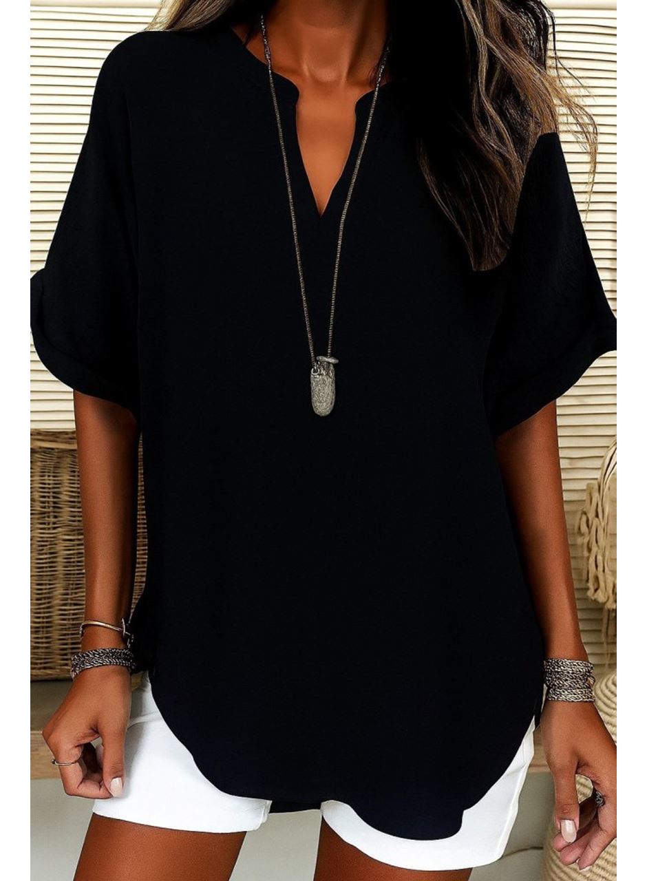 Kadın Kısa Kollu V Yakalı Aerobin Bluz