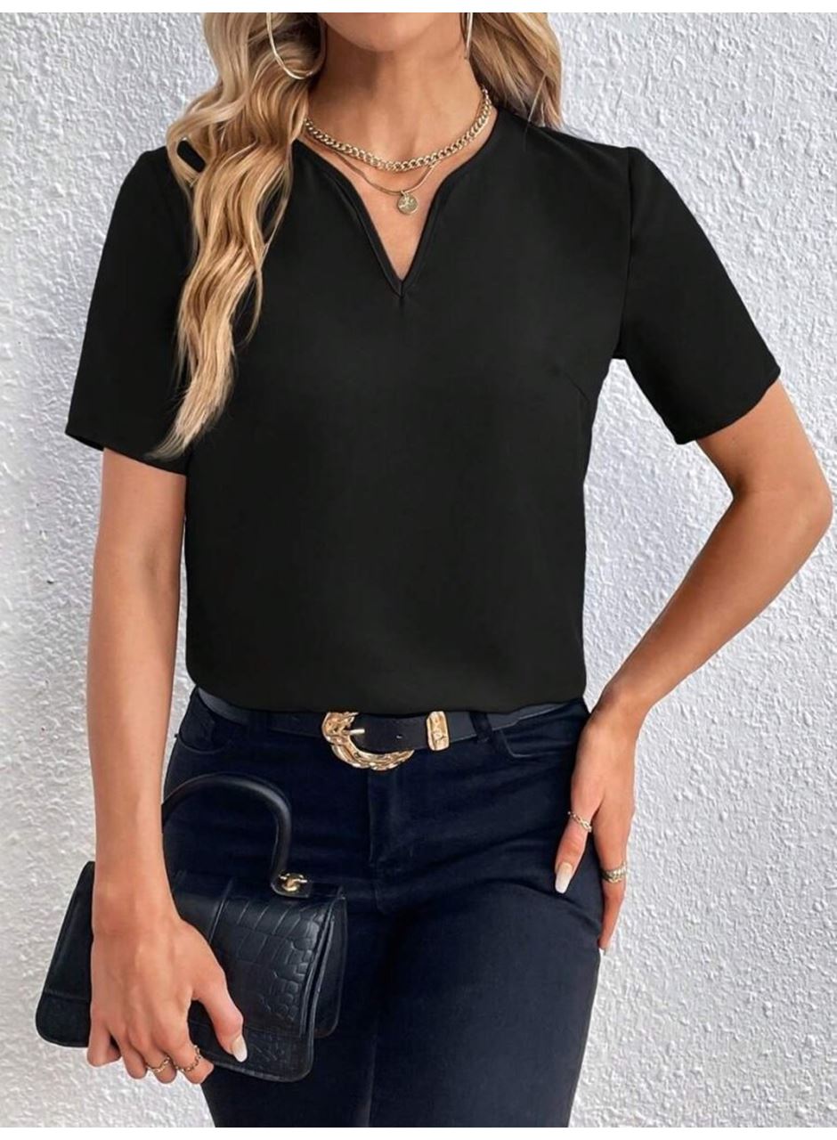 Kadın Kısa Kollu V Yakalı Ithal Krep Elbise