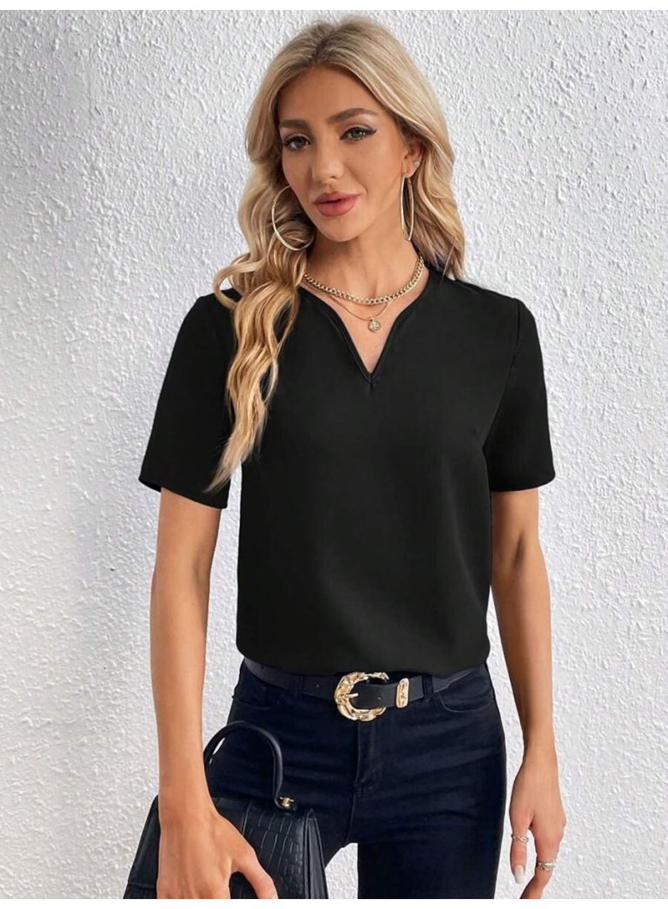 Kadın Kısa Kollu V Yakalı Ithal Krep Elbise