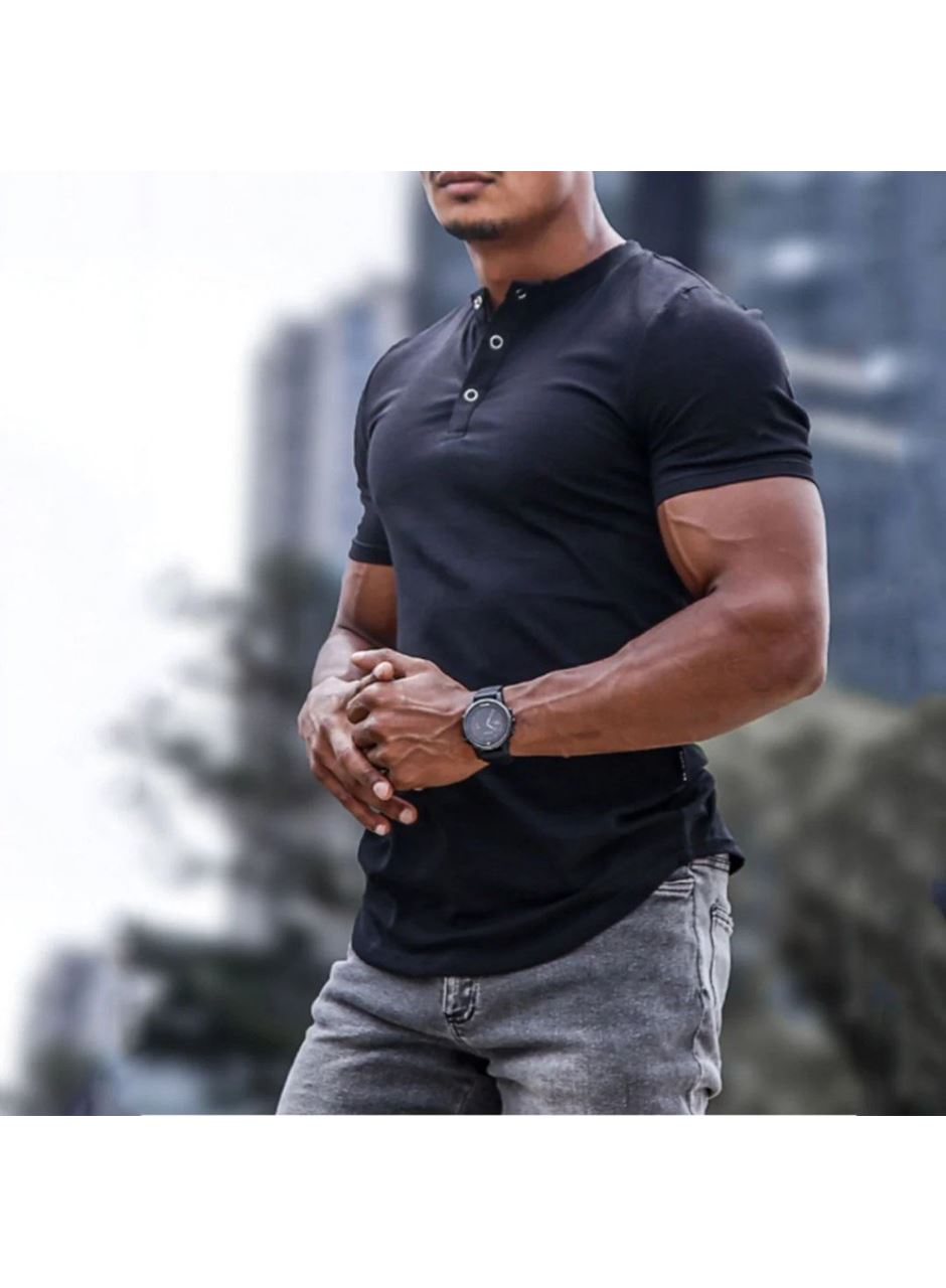 Kadın Kısa Kollu Hakim Yaka önü Düğmeli Viskon Tişört