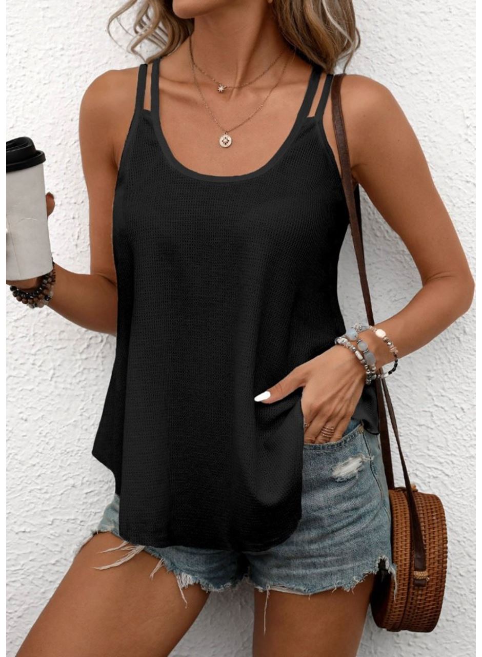 Kadın çift Askılı Kare Yaka Waffle Bluz