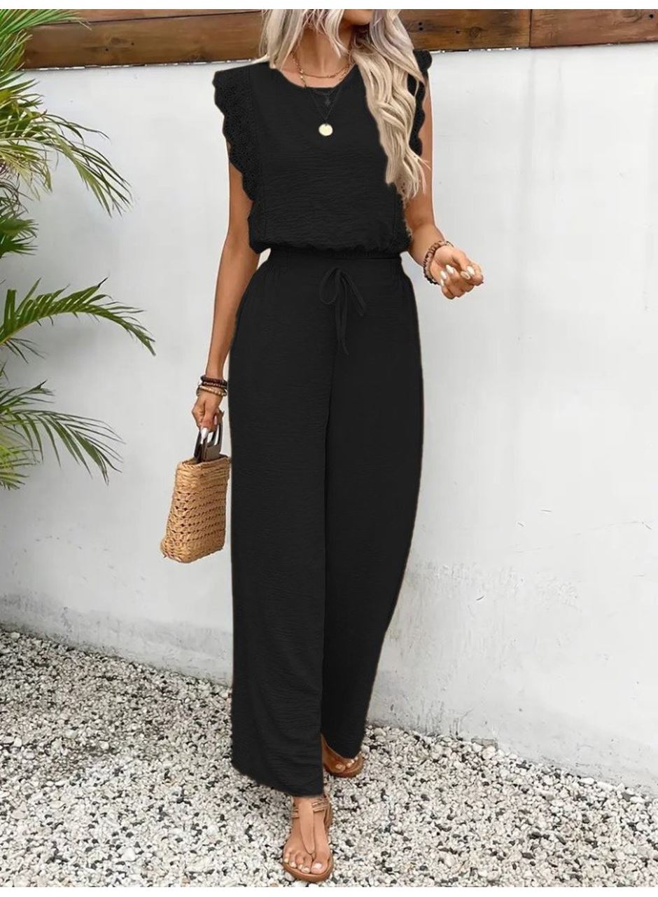 Kadın Kolsuz Bisiklet Yaka Aerobin Bluz Ve Bağcıklı Pantolon