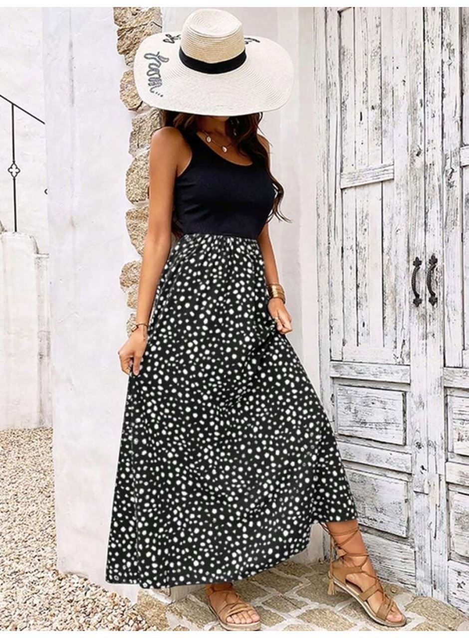 Kadın Askılı Yuvarlak Yaka üst Viskon Alt Desenli Bürümcük Elbise