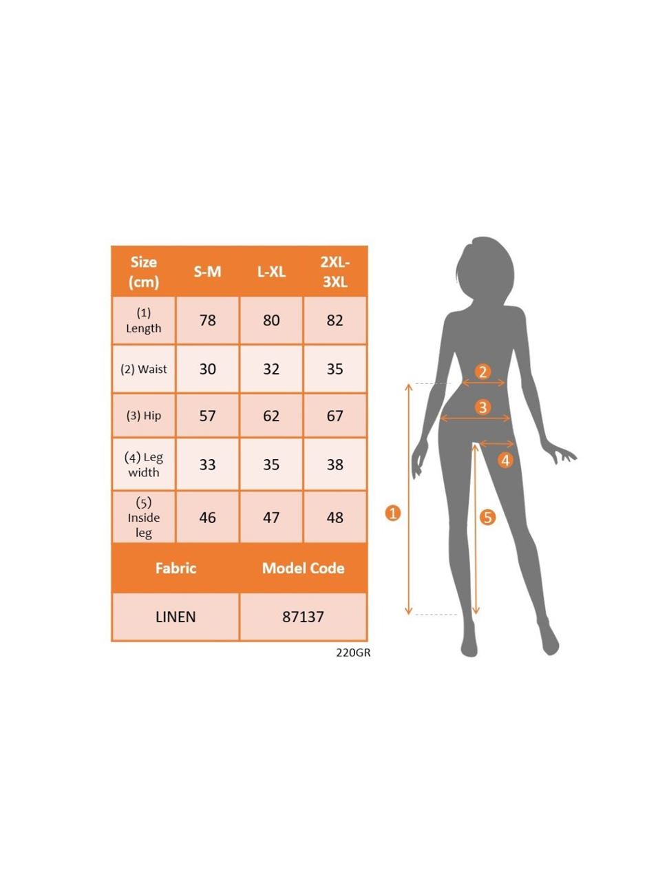 Kadın Beli Lastikli Düğme Ve Cep Detaylı Kapri Ithal Keten Pantolon