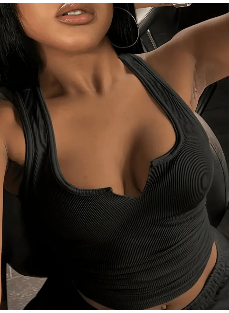 Kadın Kolsuz V Yakalı Kaşkorse Bluz