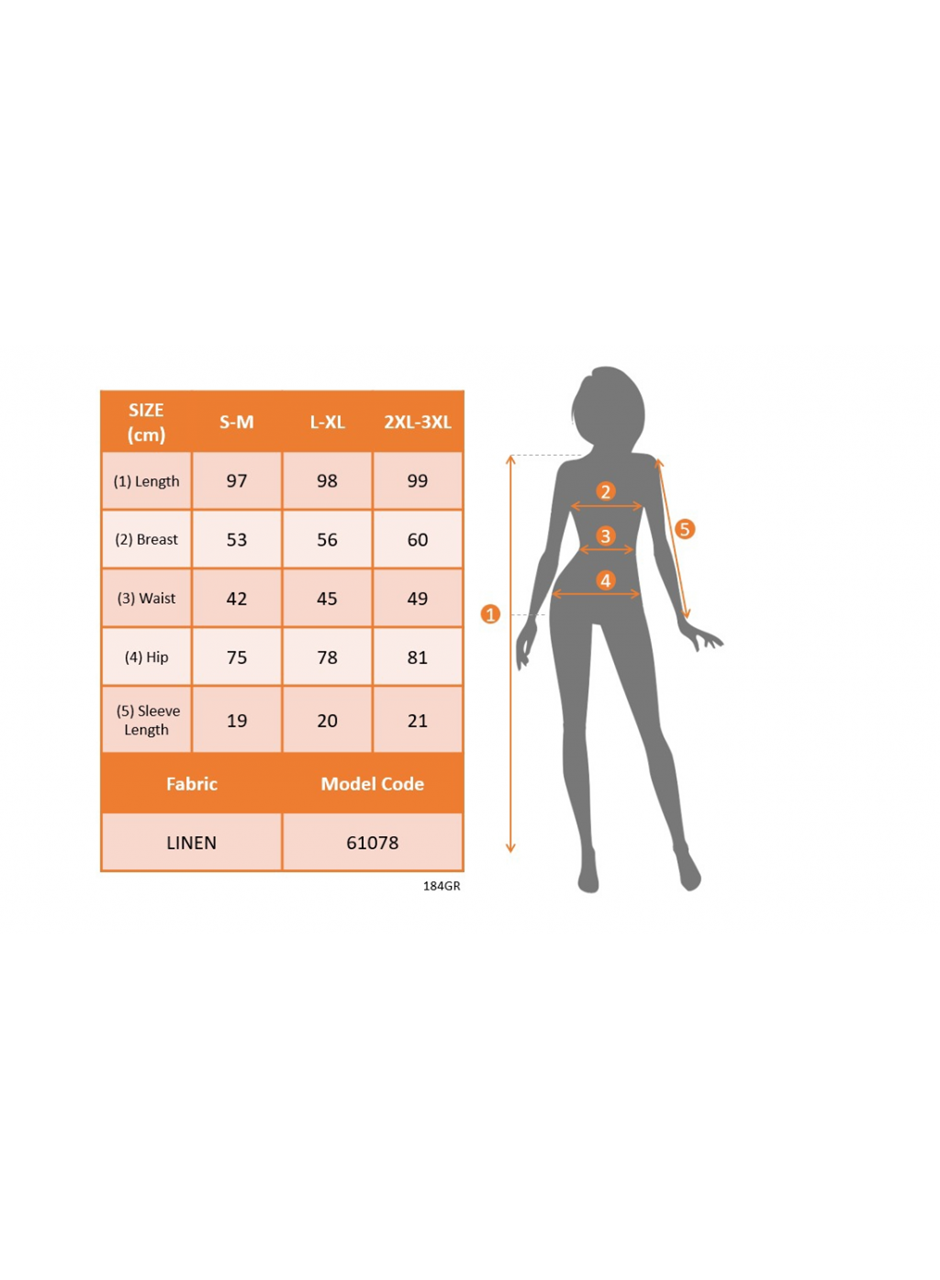 Kadın Kısa Kollu V Yakalı Pile Detay Keten Elbise