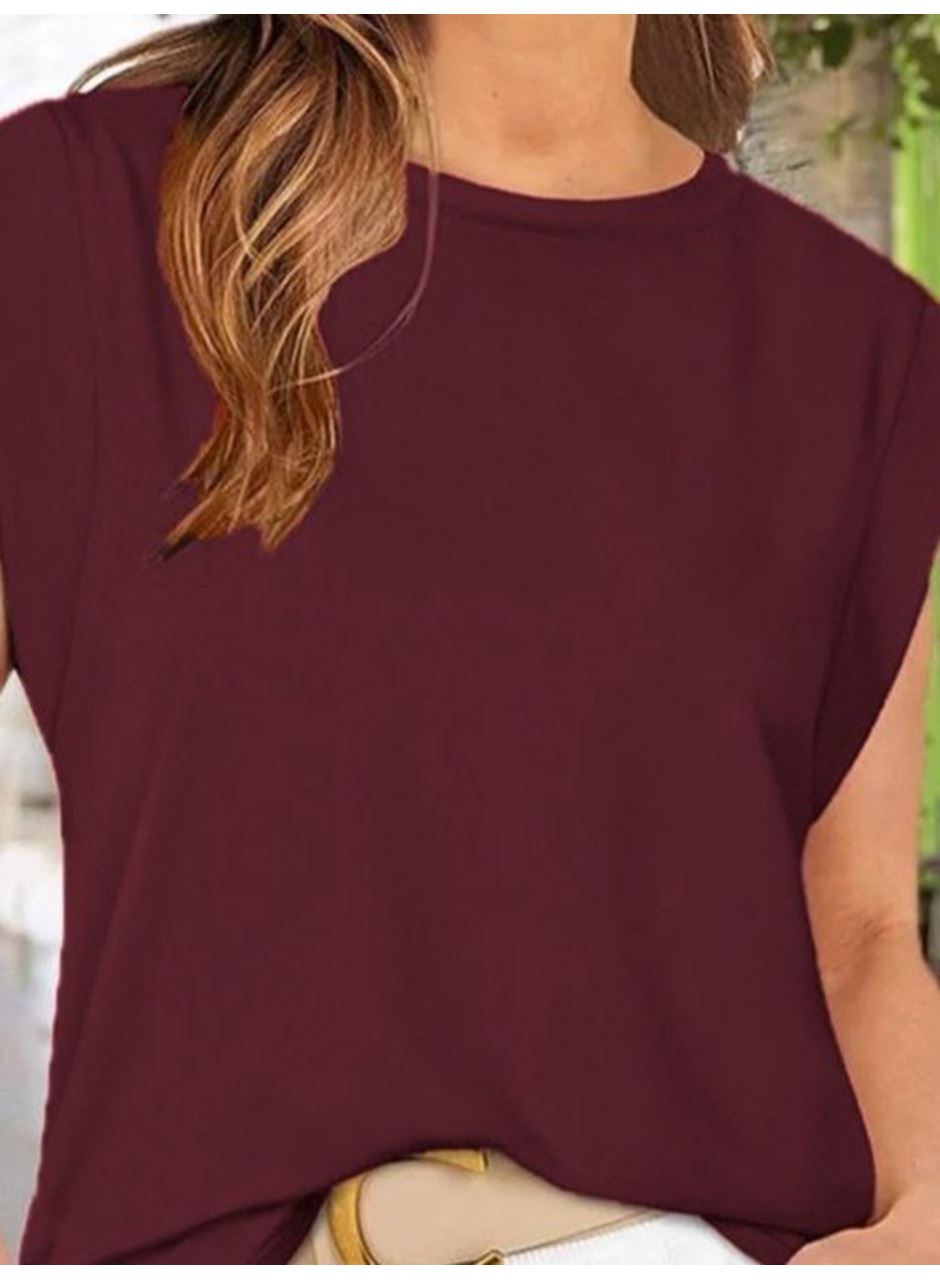 Kadın Kısa Kollu Bisiklet Yaka Viskon Bluz