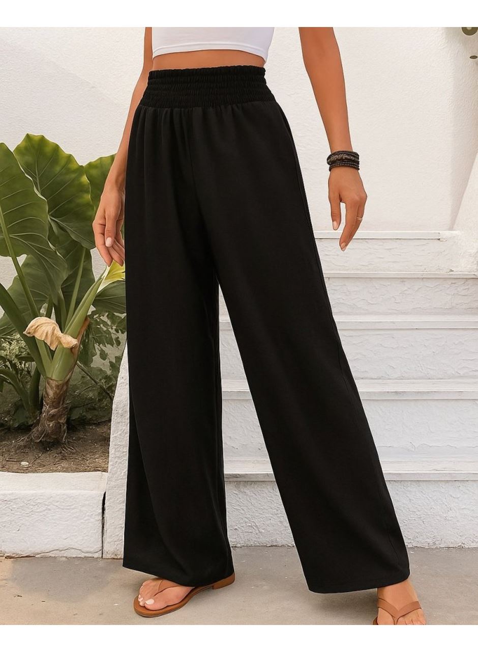 Kadın Yüksek Bel Lastikli Ithal Krep Pantolon