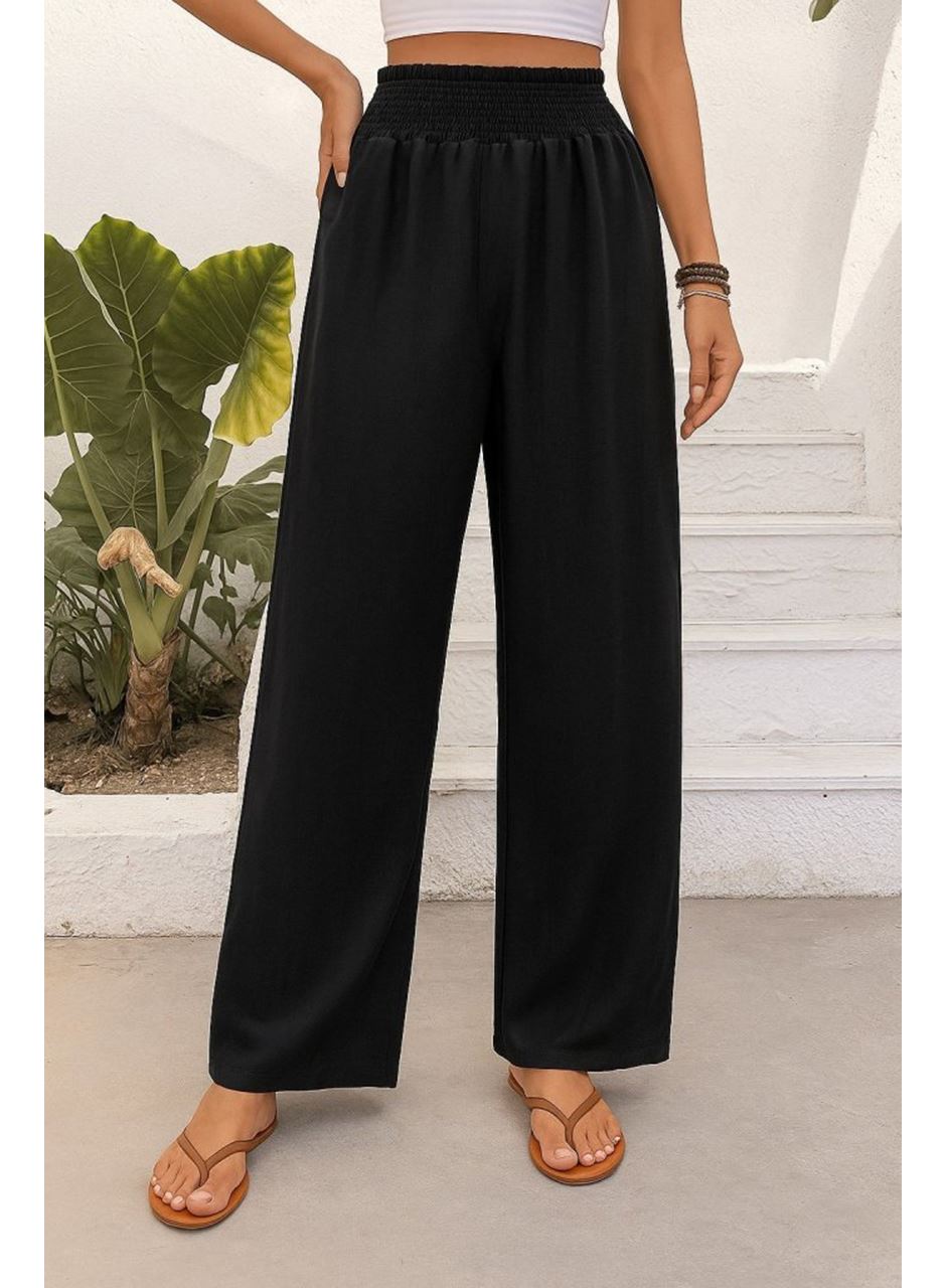 Kadın Yüksek Bel Lastikli Ithal Krep Pantolon